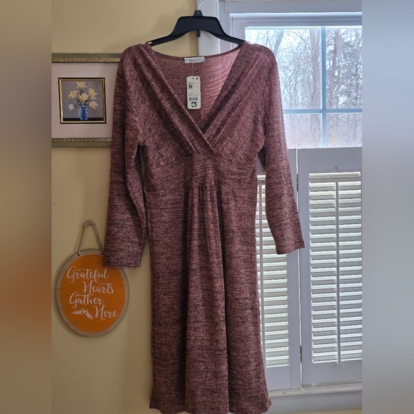 Jon & Anna Heathered Rose Burgundy Knit Sweater Size M - Picture 3 of 9